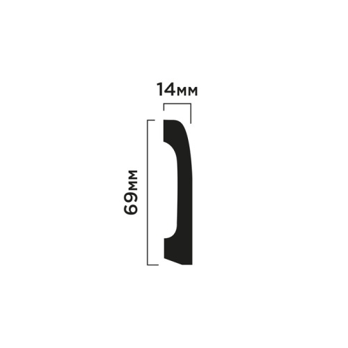 B70V2 Плинтус ПОЛИСТИРОЛ HI WOOD 69мм х 14мм х 2,0м.